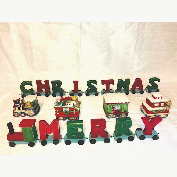 Vintage 4-Piece Christmas Train Set Midwest Taiwan w/ Letter Train set - Picture 1 of 16